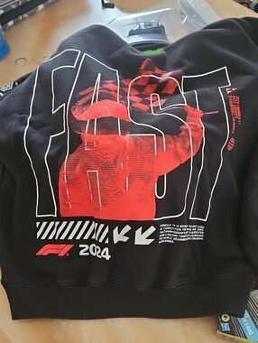 F1 Formula 1 2024 Racing Racecar Black & Red Graphic Crewneck Sweater